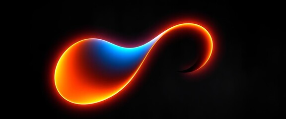 Wall Mural - Glowing abstract shape with orange, blue, gray, and black gradient on dark grainy background, graphic, digital