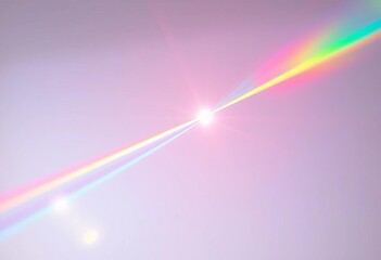 Wall Mural - Holographic rainbow prism light refraction on white background with crystal flare shadow, technology, crystal