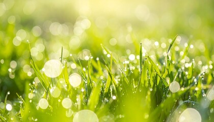 Aufkleber - Dewcovered grass illuminated by sunlight.