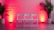 © Creator88 - Intimate city wedding reception in a rooftop loft venue with modern minimalism and stylish neon accent lights