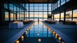 © Creator88 - Intimate wedding at a modern lakefront venue with floating candle decor, panoramic water views, and romantic lighting