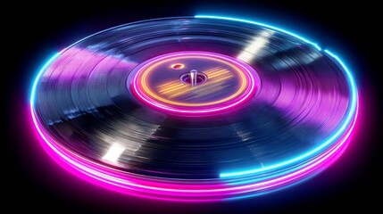 Poster - A vintage vinyl record is shown in close-up with colorful lighting