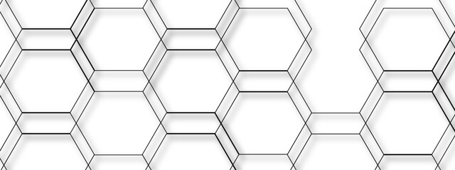 Wall Mural - abstract seamless geometric background with interconnected hexagons outlined in thin gray lines on a