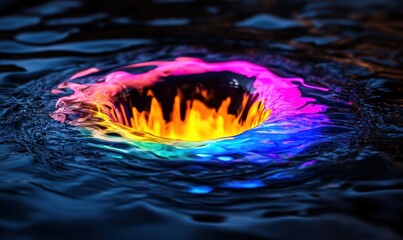 Poster - Colorful vortex in dark water abstract swirl of light and color