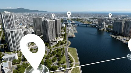 Poster - Discover how technology enhances urban life as digital maps transform city landscapes into interconnected hubs of activity and movement
