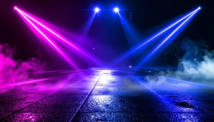 Aufkleber - Stage lights illuminating dark background.