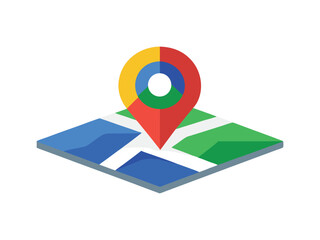 Poster - Google maps location pin icon on stylized isometric map isolated on white background
