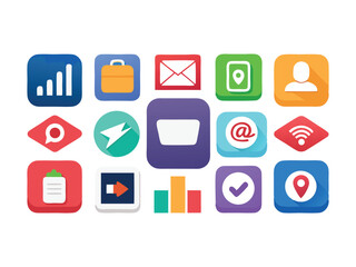 Poster - Collection of modern flat design icons for apps and websites isolated on white background
