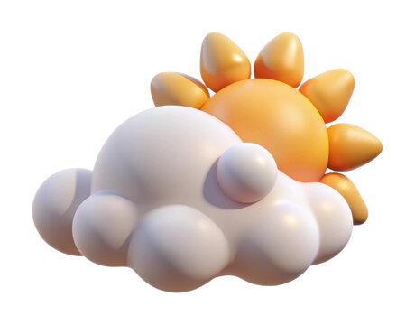 Sunny day with clouds animation digital artwork bright environment 3d view cheerful concept
