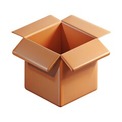Poster - Open brown cardboard box with flaps up isolated on white background