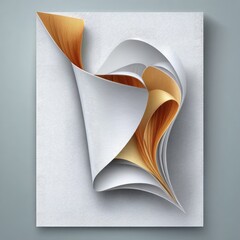 Poster - Abstract Gold and White Paper Curves Design