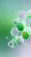 Poster - Abstract Green Gradient Background with Floating Hexagonal Shapes