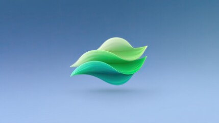 Poster - Abstract Green Leaf Wave Design on Blue Background