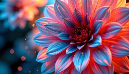 Poster - the image showcases an abstract floral subject dominating the scene, the flower like structure is prised of layered