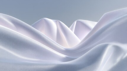 Poster - Monochrome White Fabric Folds: Abstract 3D Rendering