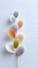 Poster - Abstract Pastel Leaves Branch on Textured White Background