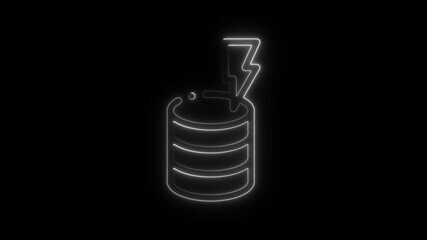 Poster - Animated neon battery with lightning bolt energy concept on black background