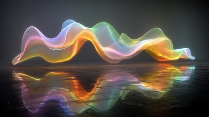 Fototapete - Abstract 3D Render of Vibrant Neon Lights Flowing in a Wave Pattern