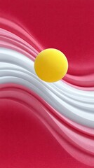 Fototapete - Abstract 3D Rendering of Yellow Sphere and Pink Waves