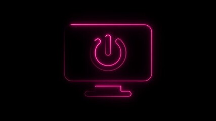 Aufkleber - Animated neon computer screen power button icon against a black background for digital interface design