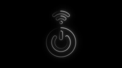 Aufkleber - Animated glowing power button and wifi symbol on black background