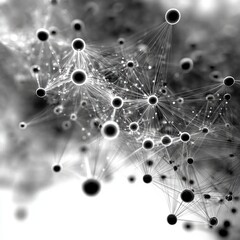 Poster - Abstract Black and White Network Connections Graphic