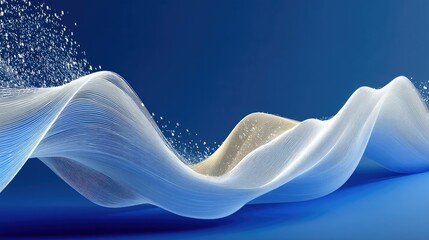 Poster - Abstract Blue and White Wave Particle Background