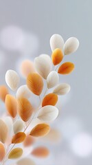 Leinwandbilder - Abstract Botanical Illustration with Orange and White Textured Leaves