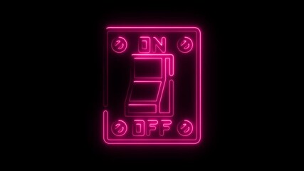 Aufkleber - Glowing neon on off switch animated against a black background a digital visualization of an illuminated toggle switch