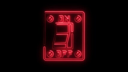 Aufkleber - Glowing red neon toggle switch icon against a black background