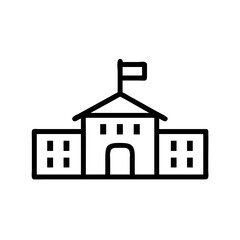 Poster - A school building with a flag on top isolated on white background