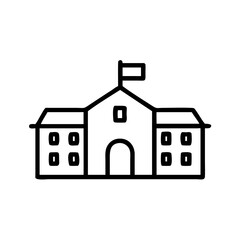 Poster - A school building with a flag on top isolated on white background