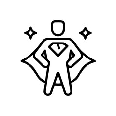 Poster - A superhero stands with cape and hands on hips isolated on white background