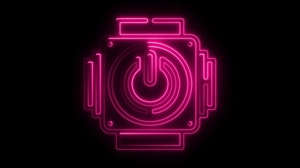 Aufkleber - Animated neon power button illuminated in pink glow on black background futuristic technology concept