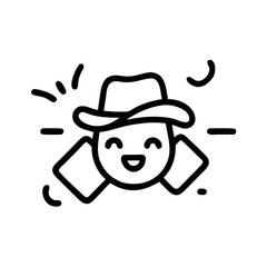 Poster - A simple line drawing of a cowboy face with hat isolated on white background