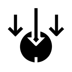 Poster - Three arrows pointing down towards a circle isolated on white background