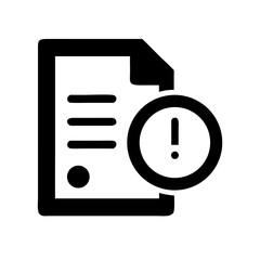 Poster - Document icon with exclamation mark indicating an error isolated on white background