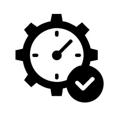 Poster - A clock with gears and a check mark isolated on white background