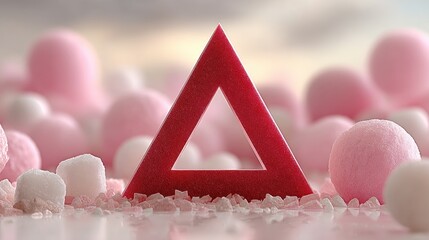 Poster - Red Triangle Amidst Pink Spheres 3D Render