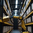 © EKA - Automated Warehouse, Robotic Arm Handling Packages in a Modern Logistics Facility