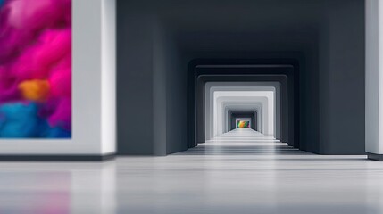 Poster - Abstract Symmetrical Tunnel with Colorful Artwork
