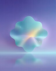 Poster - Abstract Teal and Purple Glowing Shape with Reflection