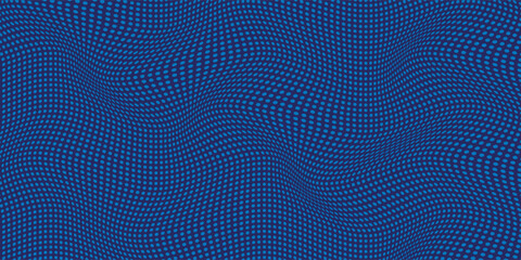 Poster - abstract blue dots background modern design with wave illustration arts