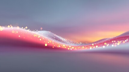 Poster - Abstract Pink Orange Data Wave with Glowing Particles
