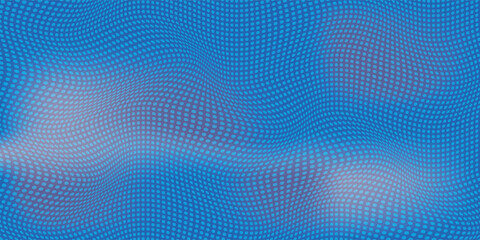 Poster - modern abstract blue dots background with wave illustration arts