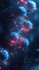 Poster - Abstract Technology Network Connection with Glowing Blue and Red Lines in Space