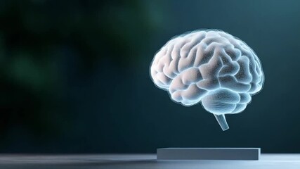 Aufkleber - Brain Illustration: A detailed illustration of the brain, a core element of human intelligence, floats against a gradient background of deep blues and greens. This image may be used for medicine.