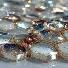 Poster - Pale White Crystals with Gold Glitter Shimmer