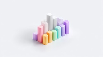 Poster - Pastel Colored 3D Bar Chart on White Background
