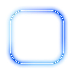 Poster - Neon Futuristic sign frame blue purple. Blue rectangle neon frame, light sign box. Neon frame, bright glowing neon frame with transparent background.	
